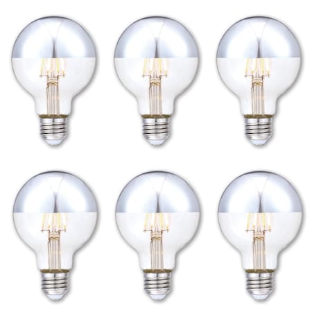 Westinghouse Bulb LED Dimmable 4.5W 120V G25 Glassobe FilaMount 2700K Clear/Chrm E26 Med Bs, 6PK 5169120